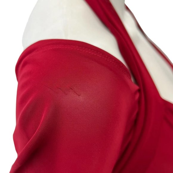 $3495 Donna Karan Dark Red Cherry Bodycon Jersey Maxi Dress size Small - Picture 10 of 11